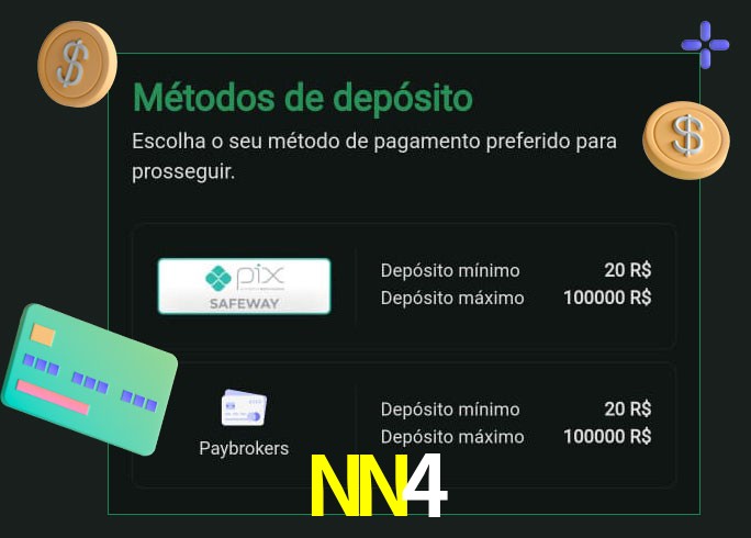 O cassino NN4 oferece uma grande variedade de métodos de pagamento